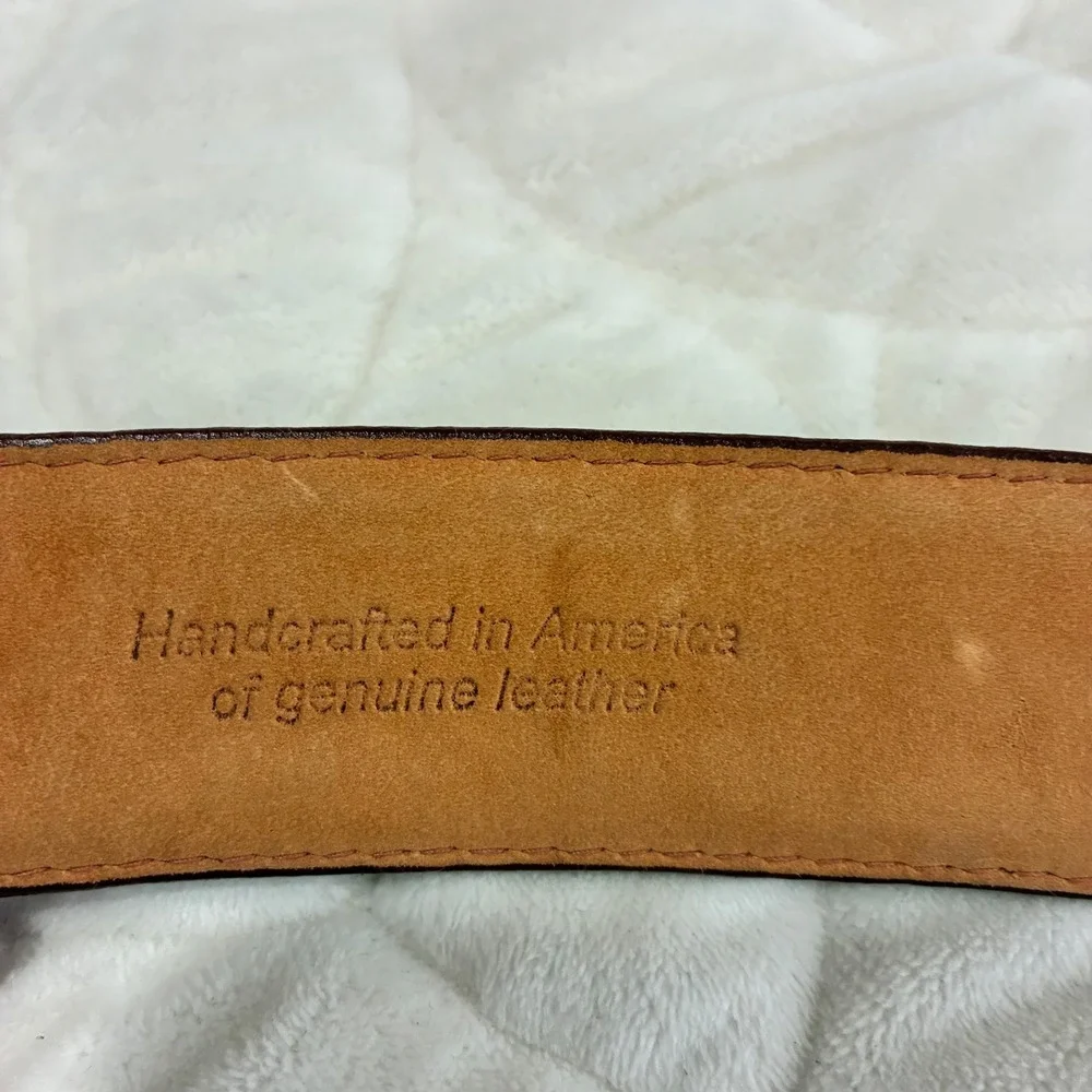 Handcrafted in‎ America Genuine Leather Brown Belt Career Casual Mens Size 38/35